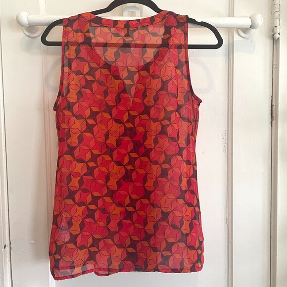 Banana Republic Women's Geometric Sleeveless Pleated Blouse| Multicolor| Small - Picture 2 of 4